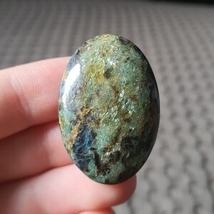 7.01 Mermaid Fuchsite with blue Kyanite cabochon Russian look my IG Freakenfru Dmitrii Danilov crystal Green Forest stone from Russia stone