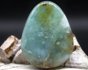 9.6 ct Peruvian Blue Opal Peru handmade cabochon High quality Andean blue opal Dendrites opal from Peru my IG Freakenfru Dmitrii Danilov