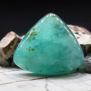 8.08 Peruvian Blue Opal Peru handmade cabochon High quality Andean blue opal Dendrites opal from Peru