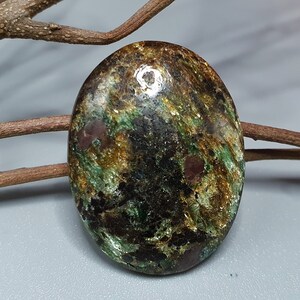 4.99 Mermaid Fuchsite with blue Kyanite cabochon Russian look my IG Freakenfru Dmitrii Danilov crystal Green Forest stone from Russia stone