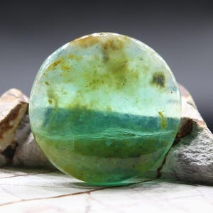 6.94 Peruvian Blue Opal Peru handmade cabochon High quality Andean blue opal Dendrites opal from Peru