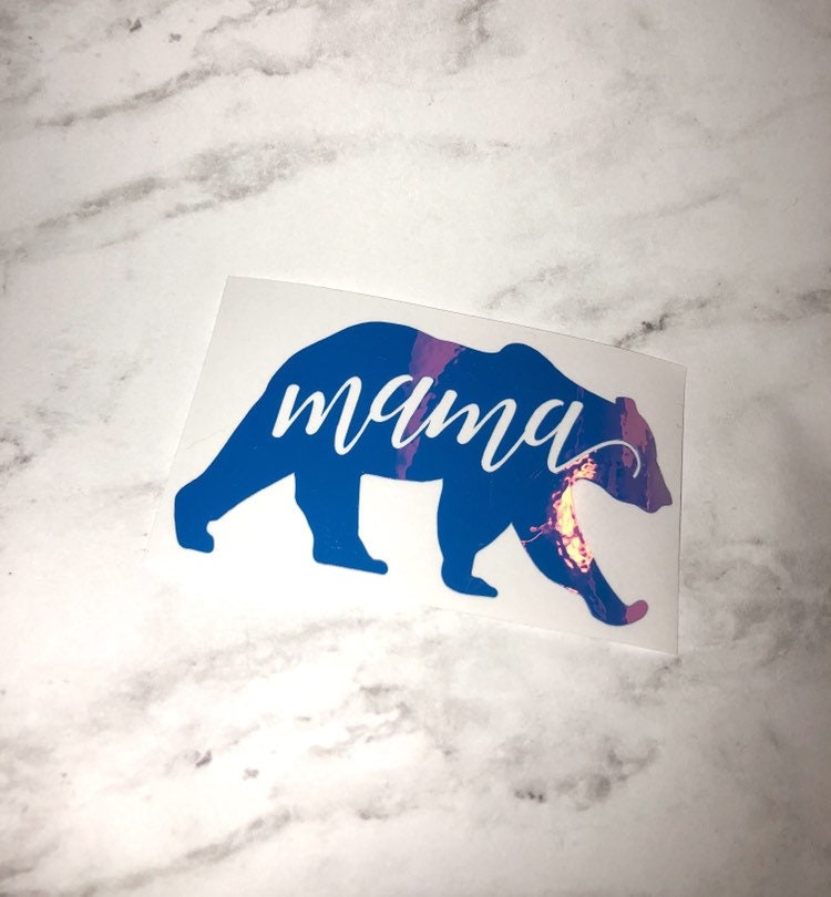 Mama Papa Bear Vinyl Decal Holographic Glitter Foil and | Etsy