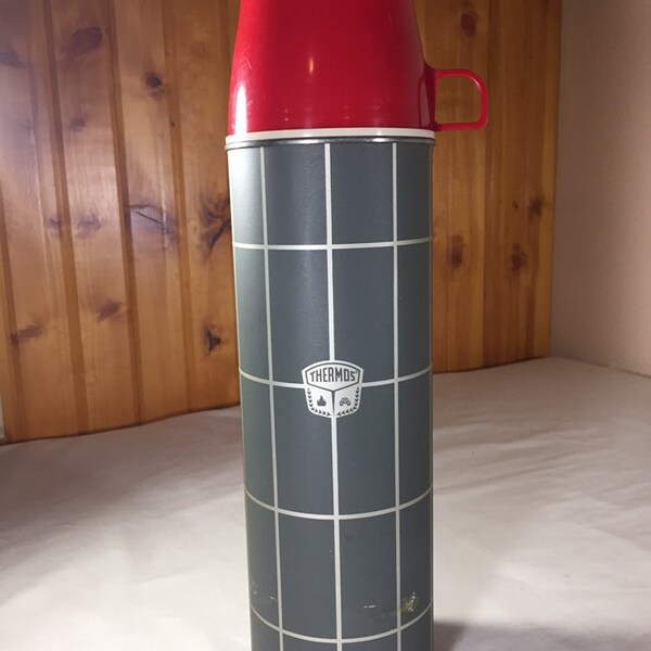 Vintage Gray and Silver Thermos