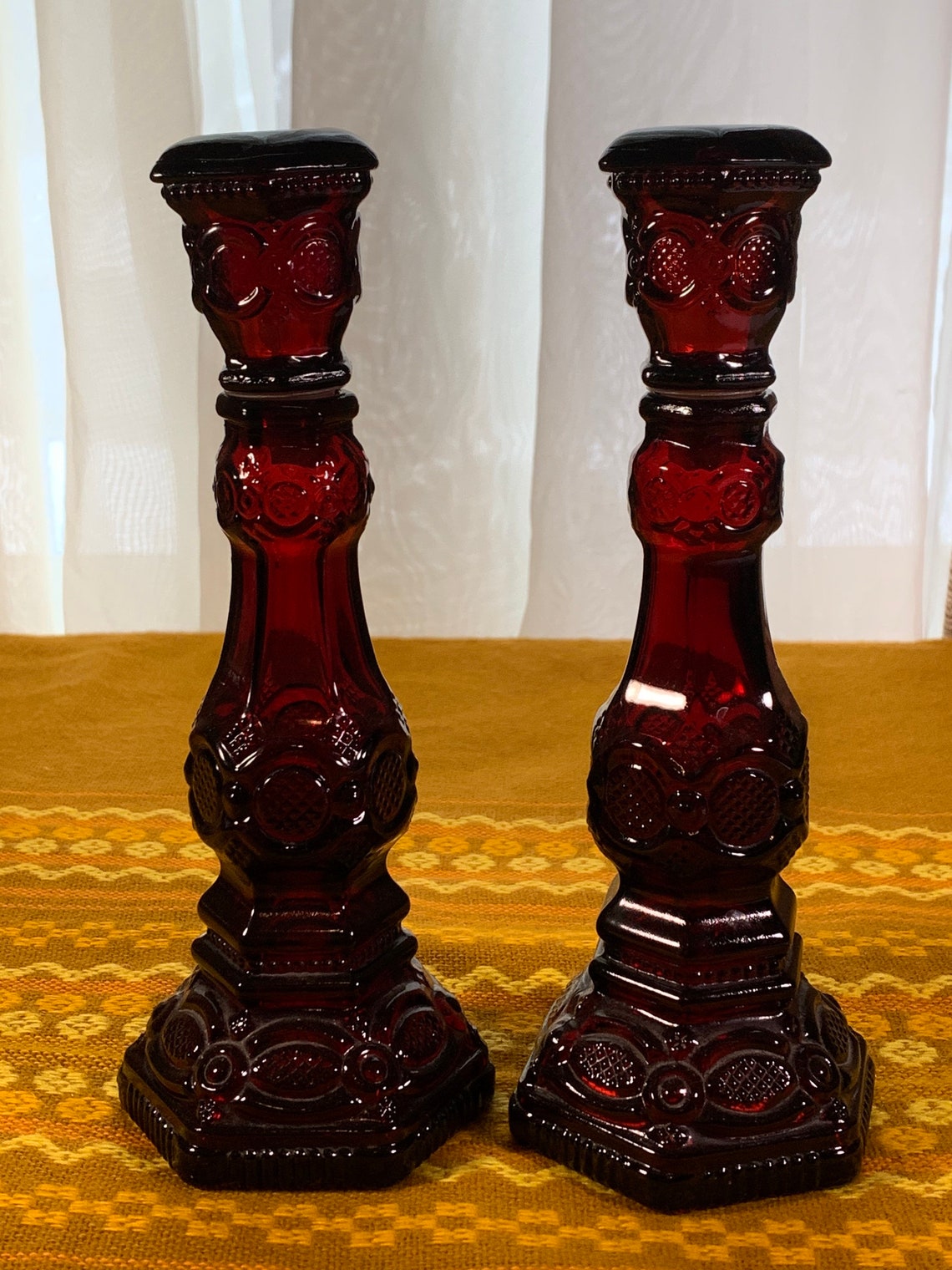 Avon Cape Cod Red Glass Candle Holders. Etsy