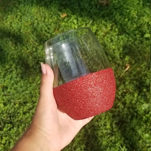 Personalized Wine Glass / Red Wine Glass / Glitter Wine Glass / Stemless Wine Glass