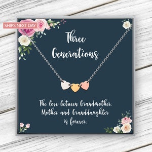 Mothers Day Gifts for Grandma, Three Generations Necklace Gift for Grandma, Custom Gift for Nana, Personalized Birthday Gift for Grandma