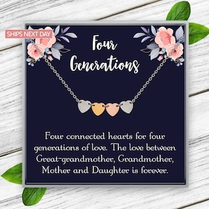 Great Grandma Gift, Gift for Great Grandma, Gift for Mom, Daughter, Grandma Gifts Personalized, 4 Generations Necklace, Mothers Day Gift