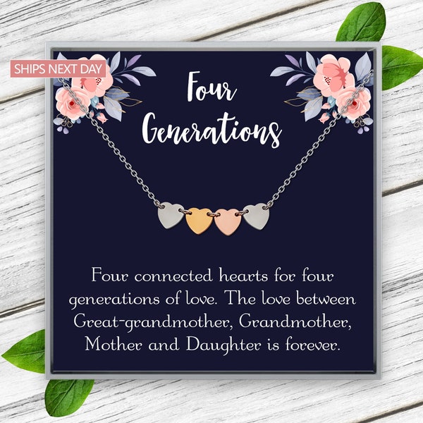 Great Grandma Gift, Gift for Great Grandma, Gift for Mom, Daughter, Grandma Gifts Personalized, 4 Generations Necklace, Mothers Day Gift