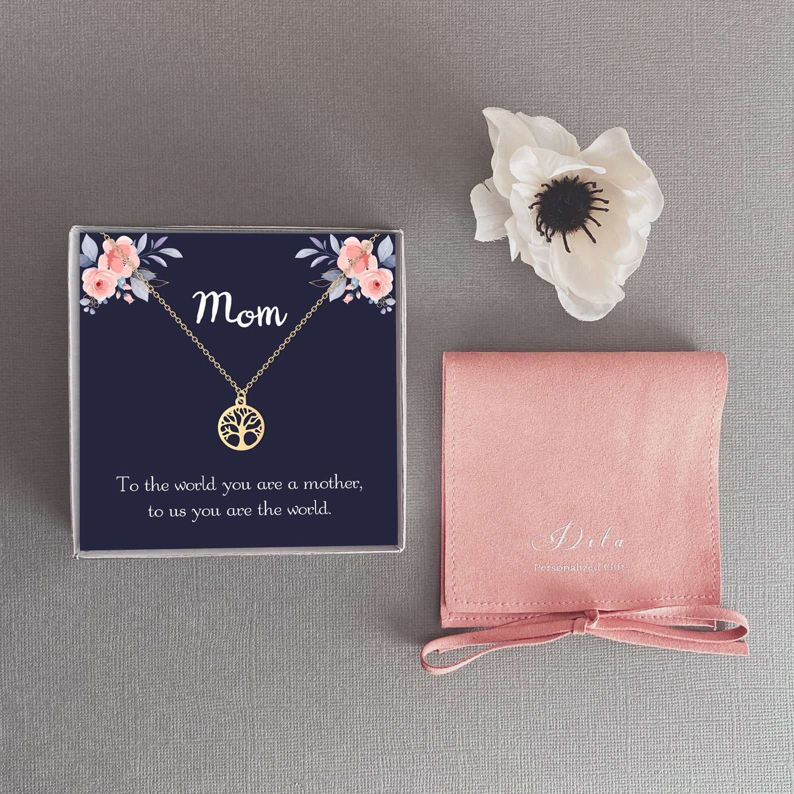 TREE OF LIFE Gold Necklace Family Tree Necklace for Mom Etsy