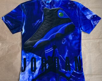 royal blue and black jordan shirt