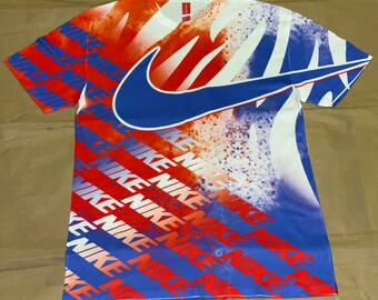 red white & blue nike shirt