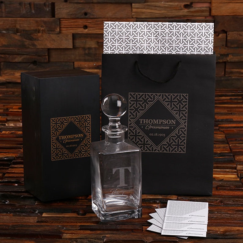 Decanter with Wood Box Personalized Groomsmen Best Man or Etsy