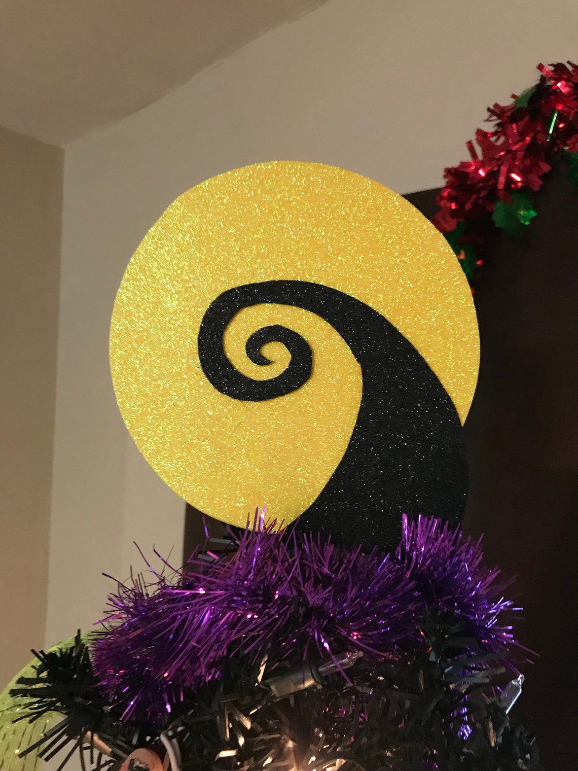Nightmare Before Christmas Tree Topper Black and Yellow Etsy