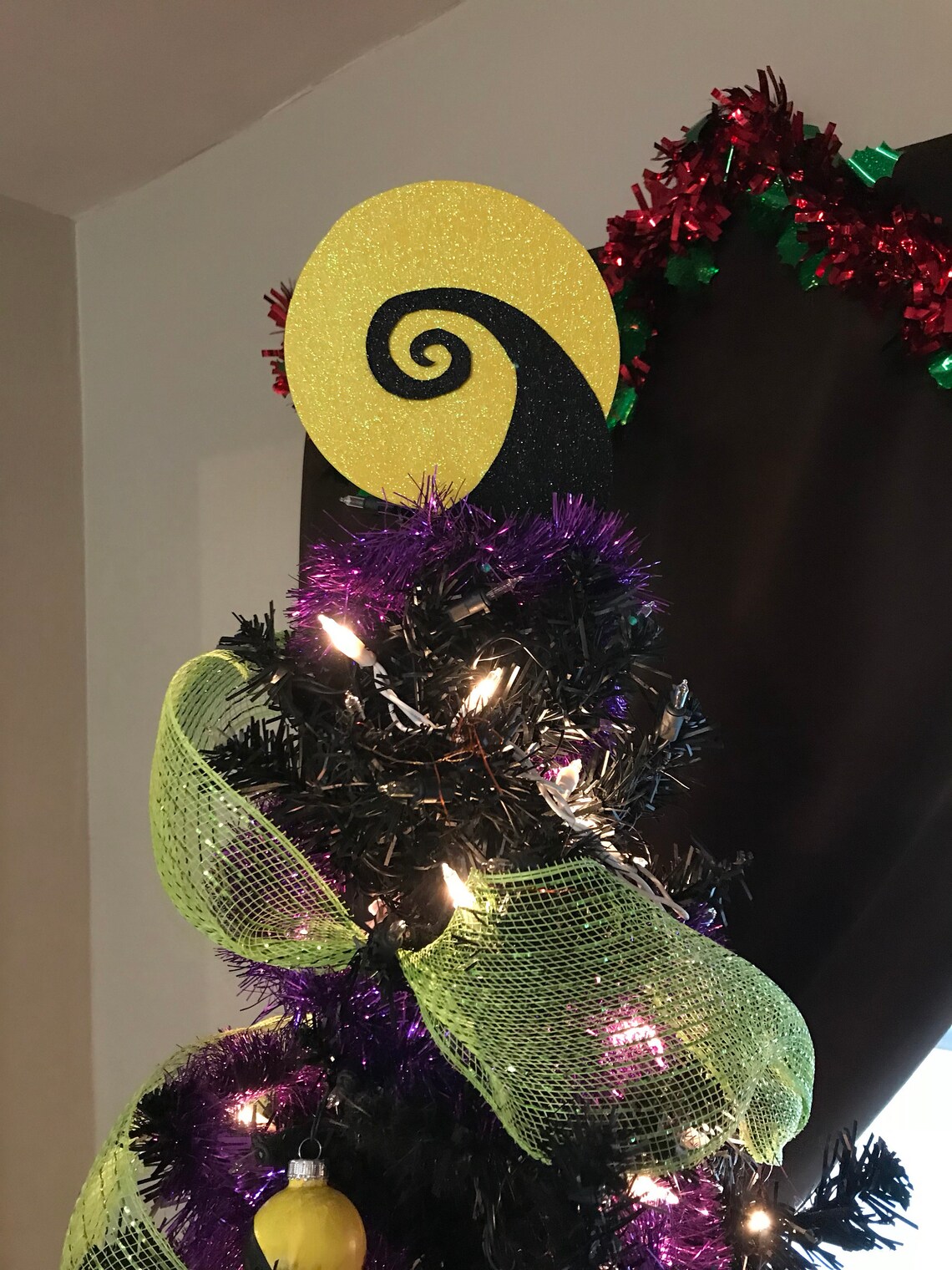Nightmare Before Christmas Tree Topper Black and Yellow Etsy Nightmare Before Christmas Tree Topper