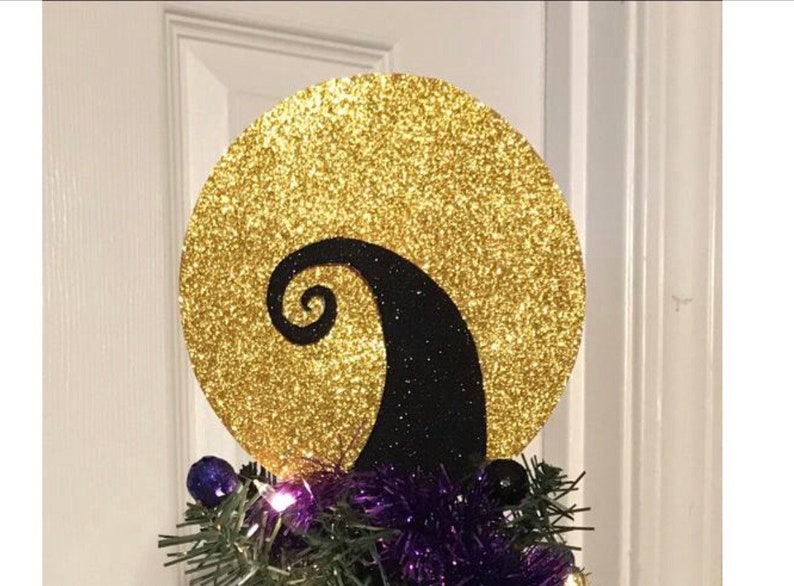 Nightmare Before Christmas Tree Topper Black and Gold Glitter Etsy
