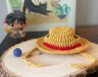 Anime Inspired Handmade Crochet Hat  - One Piece Limited Edition, Straw Hat, Luffy's Costume, Handcrafted Pet Accessories, Cosplay Cat Hats
