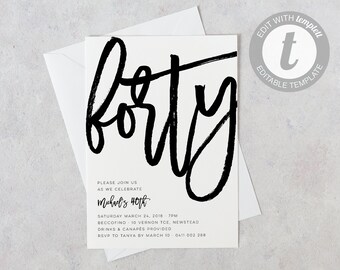 40th invitations etsy
