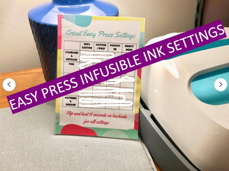 INSTANT DOWNLOAD Cricut easy press heat settings for Infusible Etsy