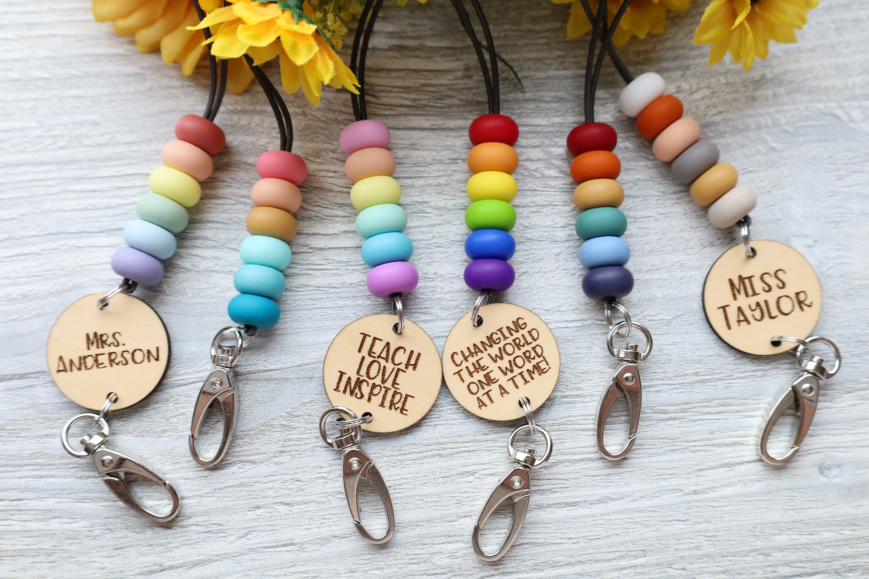 Over The Rainbow Beaded Lanyard | Keychain | Teacher, Student Teacher…