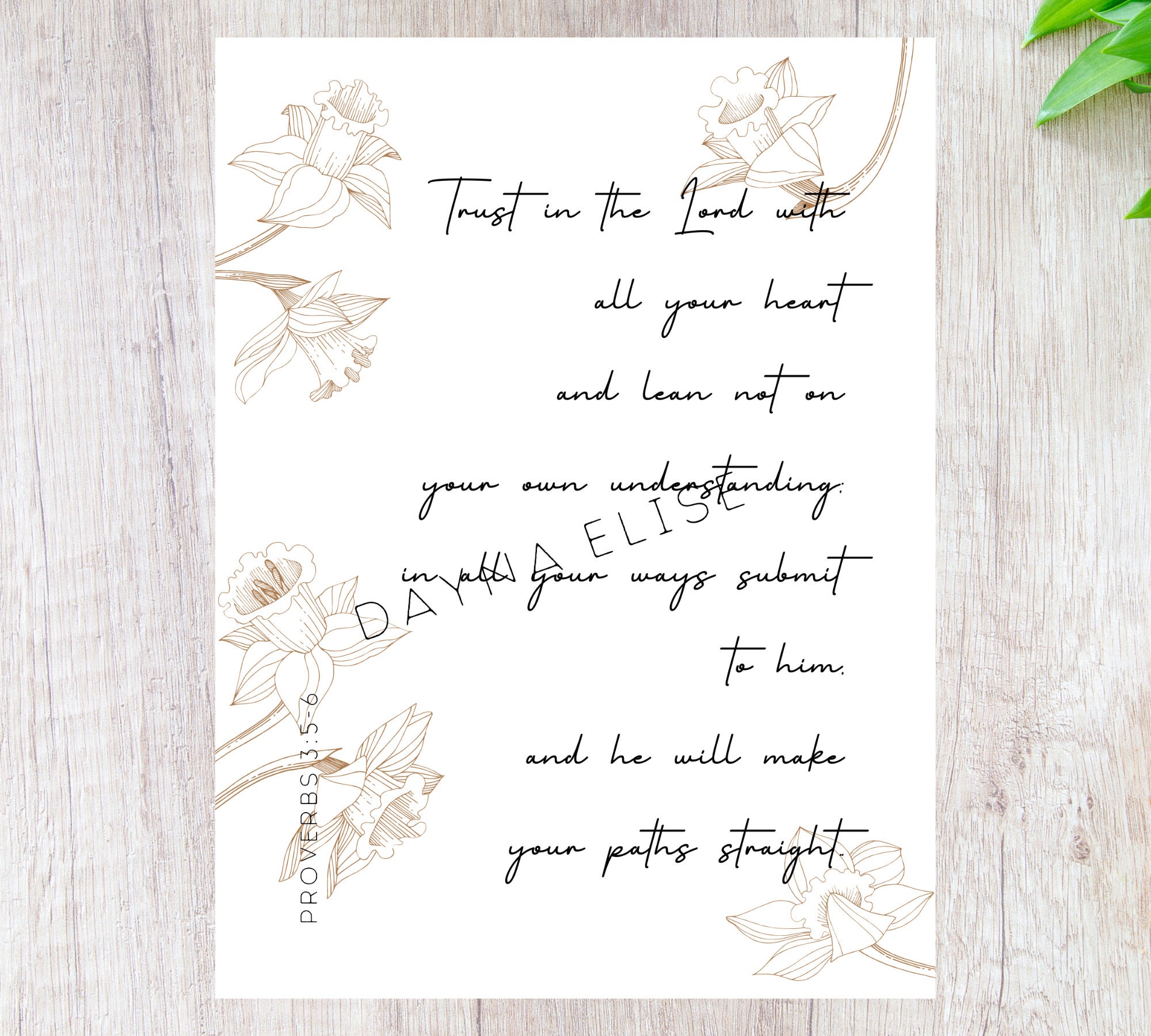 Printable Bible Verse Art Proverbs 3:5-6 - Etsy
