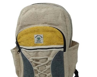 Hemp Backpack Rucksack even laptop bag- Hand crafted Eco Friendly| Adventure Hemp Backpack| Adjustable Strap