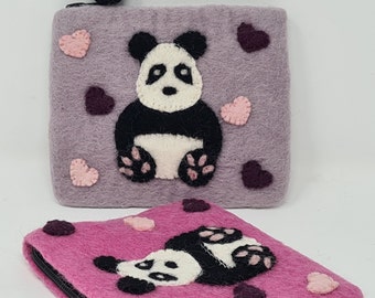 Panda Handmade Colorful felt purse, handfelted made in Nepal, coinpurse, gift for her, moneybag, small coin purse, pouch, money pouch