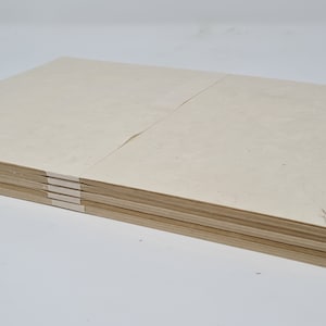 May include: A stack of blank, off-white paper sheets bound together. The paper has a slightly textured surface.