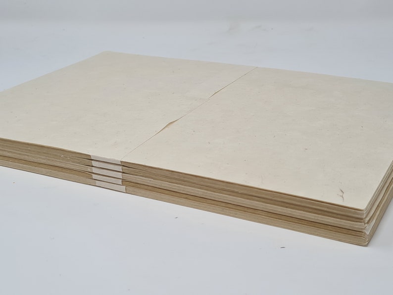 May include: A stack of blank, off-white paper sheets bound together. The paper has a slightly textured surface.
