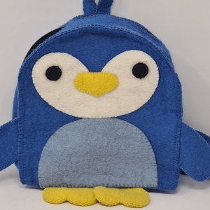 Mochilas infantiles de fieltro hechas a mano/mochila de pingüino/bolsa de lona/regalos para niños/mochila escolar, mochila, mochila para pasar la noche