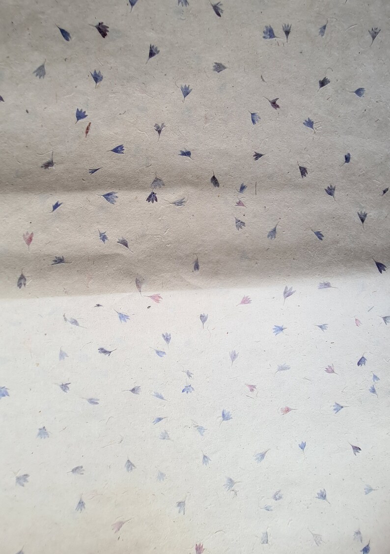 Handmade Lokta Wrapping Paper with Petals Design, Fair Trade and Eco-Friendly CornflowerBlue Petal