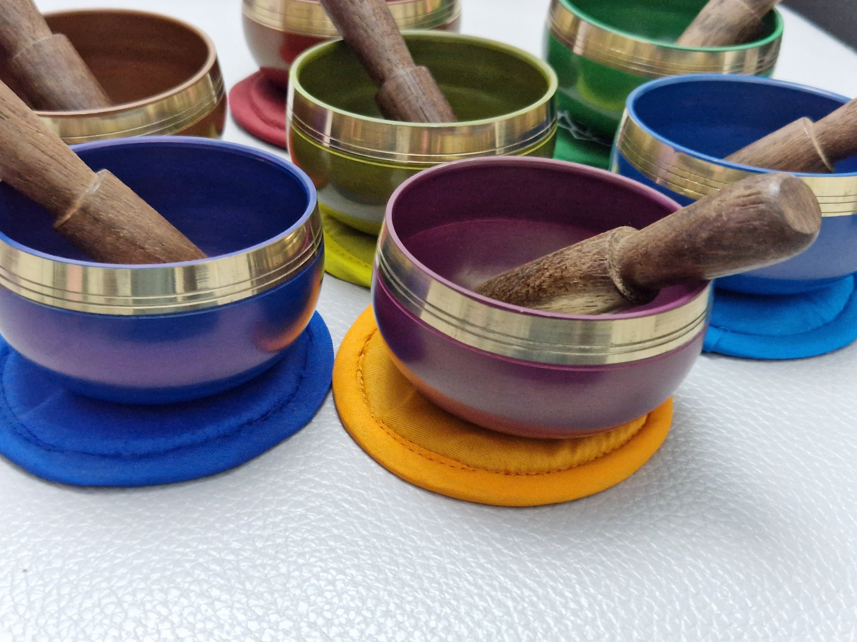 Set Campane Tibetane Artcome - 7 Pezzi Per Meditazione E Yoga - Rame Con Accessori Completi - Foto 2