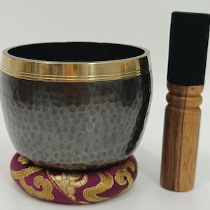 Hand Beaten Himalayan Singing Bowl: Tibetan Meditation Bowl with Mallet & Cushion