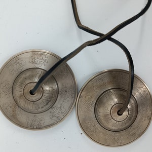 Asthamandap Craved, Tingsha Metal Bell, Cymbals Bells Handmade Tibetan Buddhist Tingsha Bells Super Sound Healing Tools for Yoga meditation