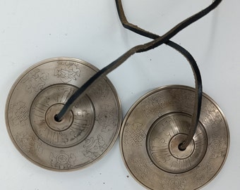 Handmade Tibetan Tingsha Bells: Engraved Sound Healing Cymbals