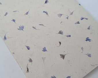 A4 Handmade Lokta Paper: Cornflower Blue Petal, Eco-Friendly