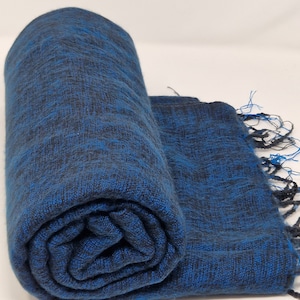 Handmade Beautiful Yak Wool Blanket Blackblue mixed Soft Oversized Shawl/Throws Meditation Wrap Blanket Yak Wool Hand-Loomed Nepal