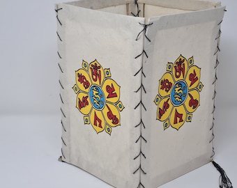 Handmade Lokta Paper Lampshade: Colorful Circles Lantern