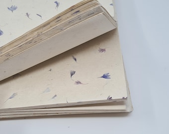 Handmade A4 Lokta Paper: Cornflower Blue Petal Paper - 20 Sheets