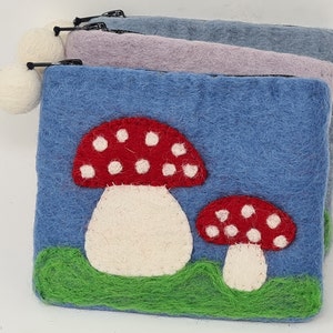 Handmade Felt Mushroom Coin Purse: Colorful Wool Pouch