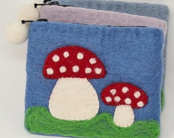 Handmade Felt Mushroom Coin Purse: Colorful Wool Pouch