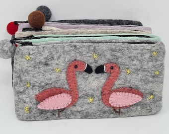 Handmade Felt Pencil Case: Zippered Wool Stationary Bag