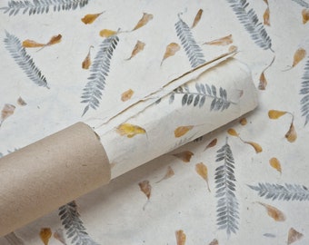 Handmade Lokta Wrap Paper: Marigold Jacaranda, Deckle Edge (5 Sheet Pack)