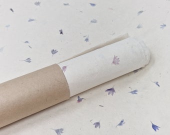 Handmade Lokta Gift Wrapping  Paper Cornflower Blue Petal, Gift Wrap, Binding, DIY Craft - Pack of 5 Sheets