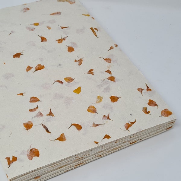 Lokta Papier, Blütenblatt Design, handgeschöpftes Papier A4, 20er Pack/ Nepalesisches handgeschöpftes Papier, Kraftpapier, Eco-Paper