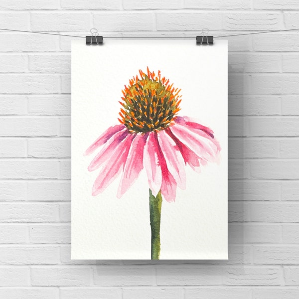 Original watercolor painting, watercolor cone flower, 4x6 inches