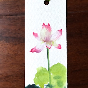 Original watercolor painting, handmade bookmarks, watercolor lotus flowers , 2x6 inches