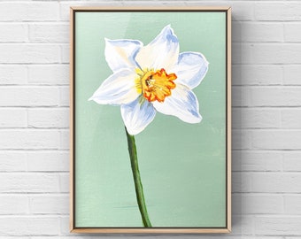 Original acrylic daffodils painting, acrylic on canvas panels, flowers painting, 8x10 inches