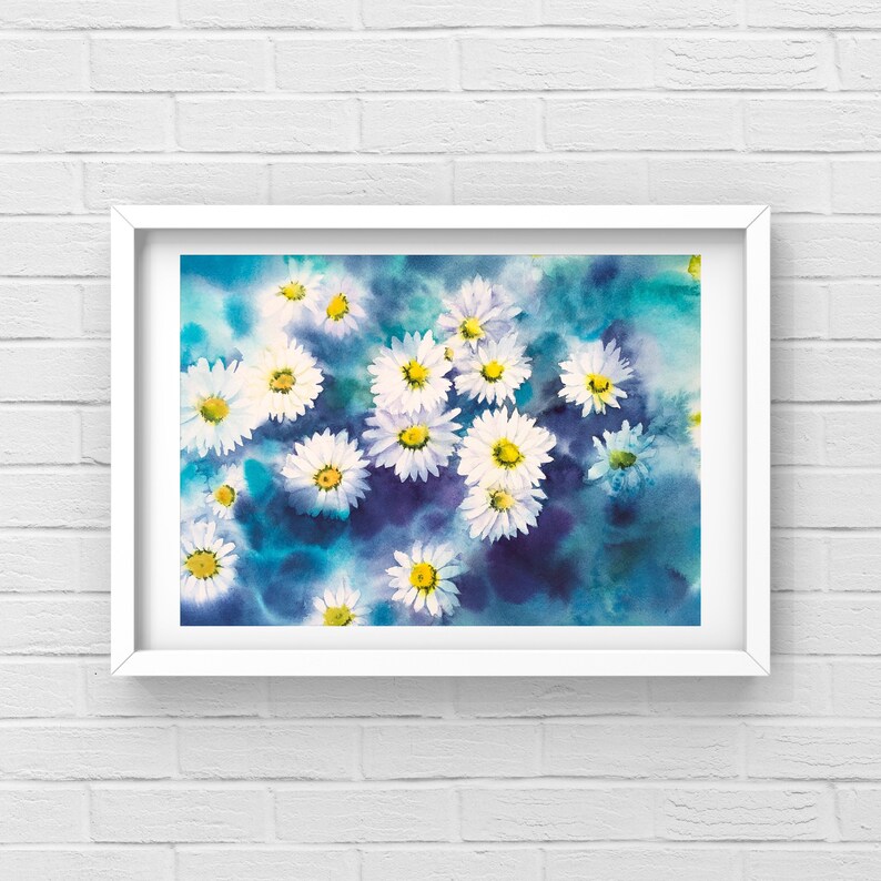 12x16 inches Original watercolor daisies painting