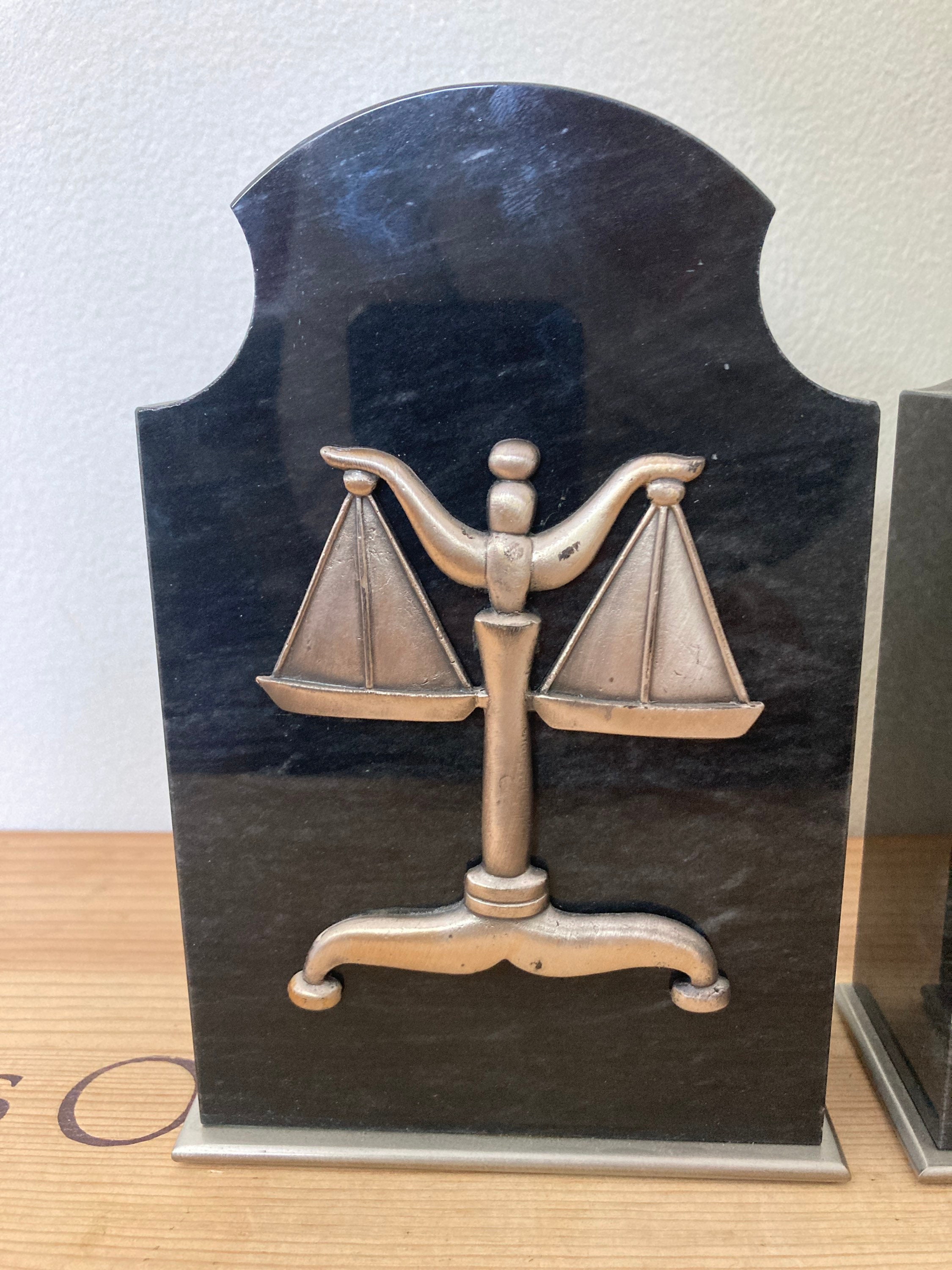 Vintage Granite Bookends w/ Scales | Etsy