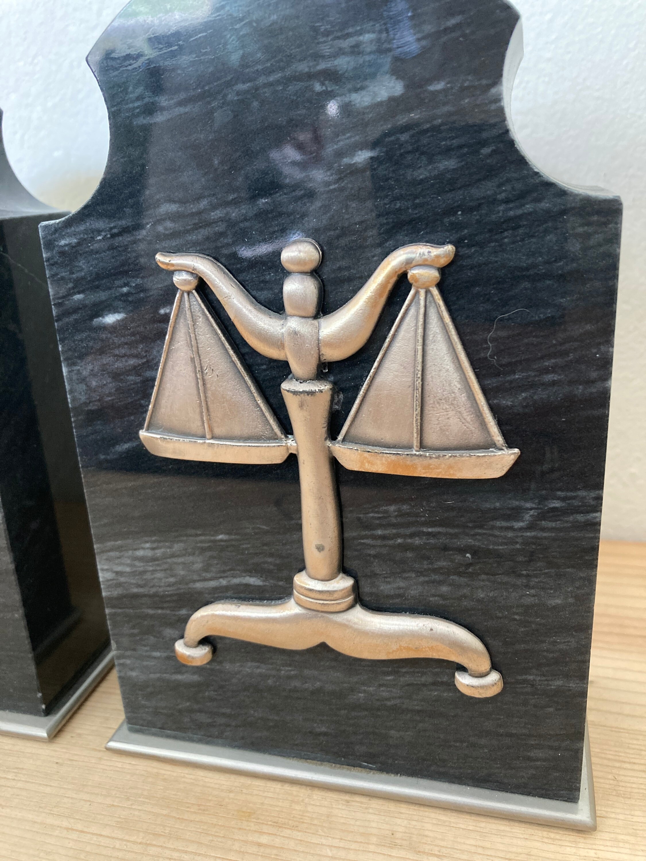 Vintage Granite Bookends w/ Scales | Etsy